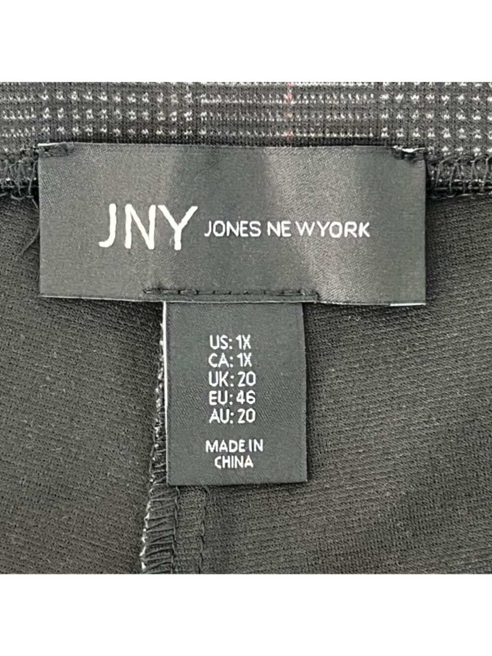 Jones New York Womens Pull-On Wide Leg Plaid Pants Sz 1X Gray Black/Gray NWT's - Picture 3 of 8